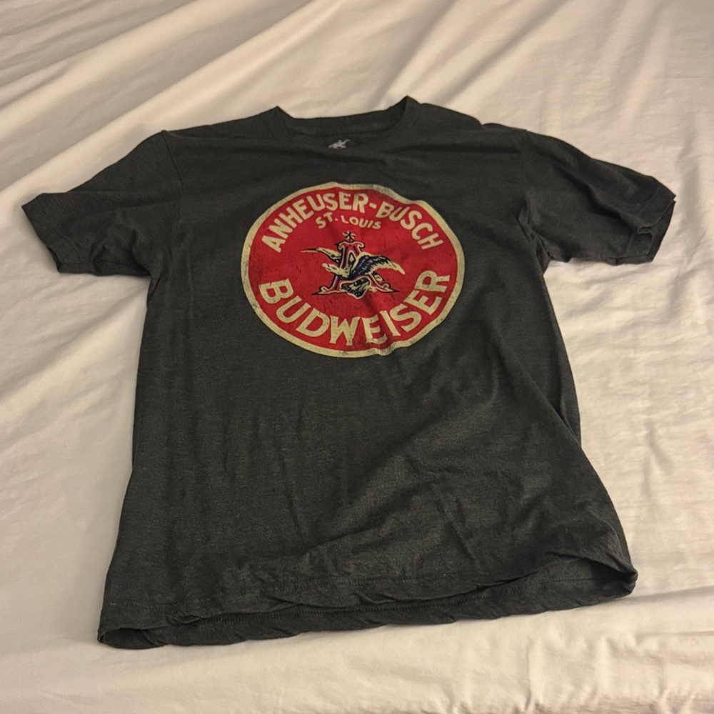 Budweiser Dark Gray Tee with Red Logo